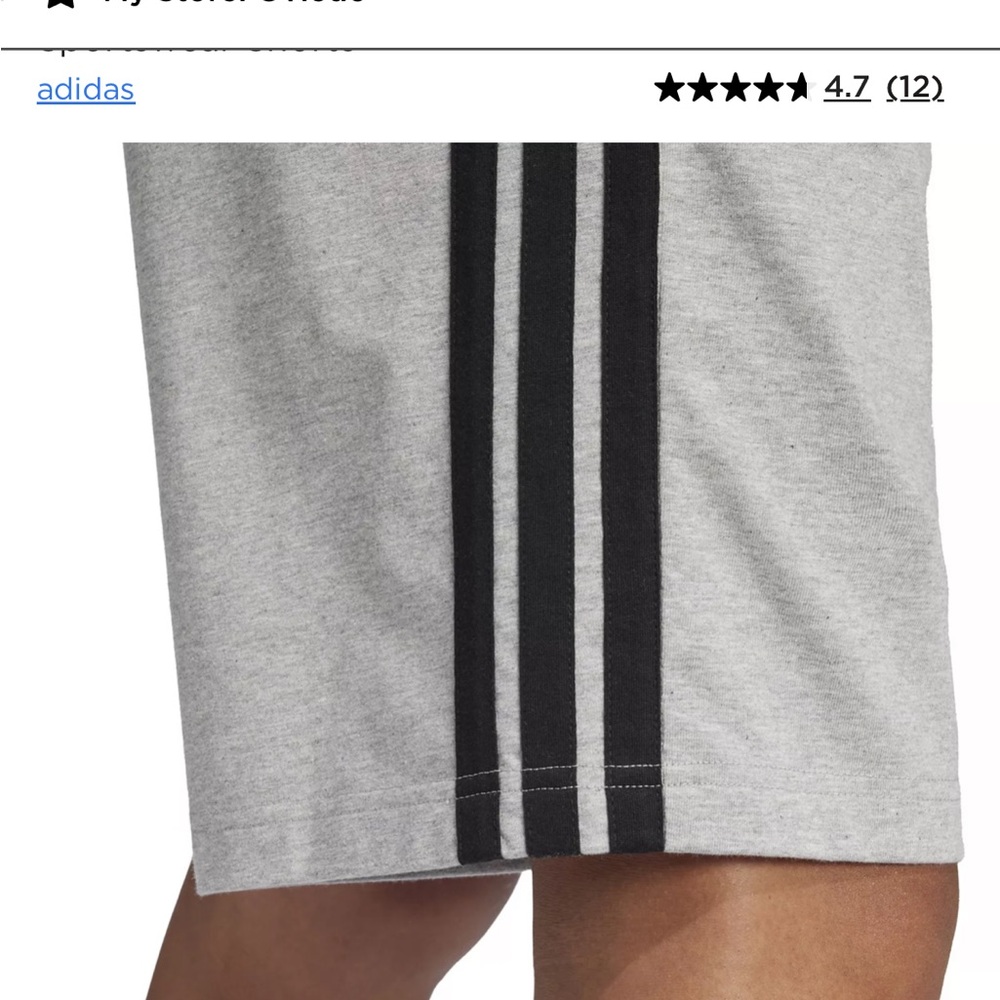 Adidas Men’s Essential Three Stripes Fleece Gray Shorts - Picture 4 of 11